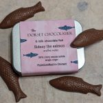 fine milk chocolate fish - chocolate salmon - tinned salmon