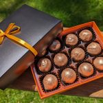 Jurassic salted caramel with Cointreau in milk chocolate