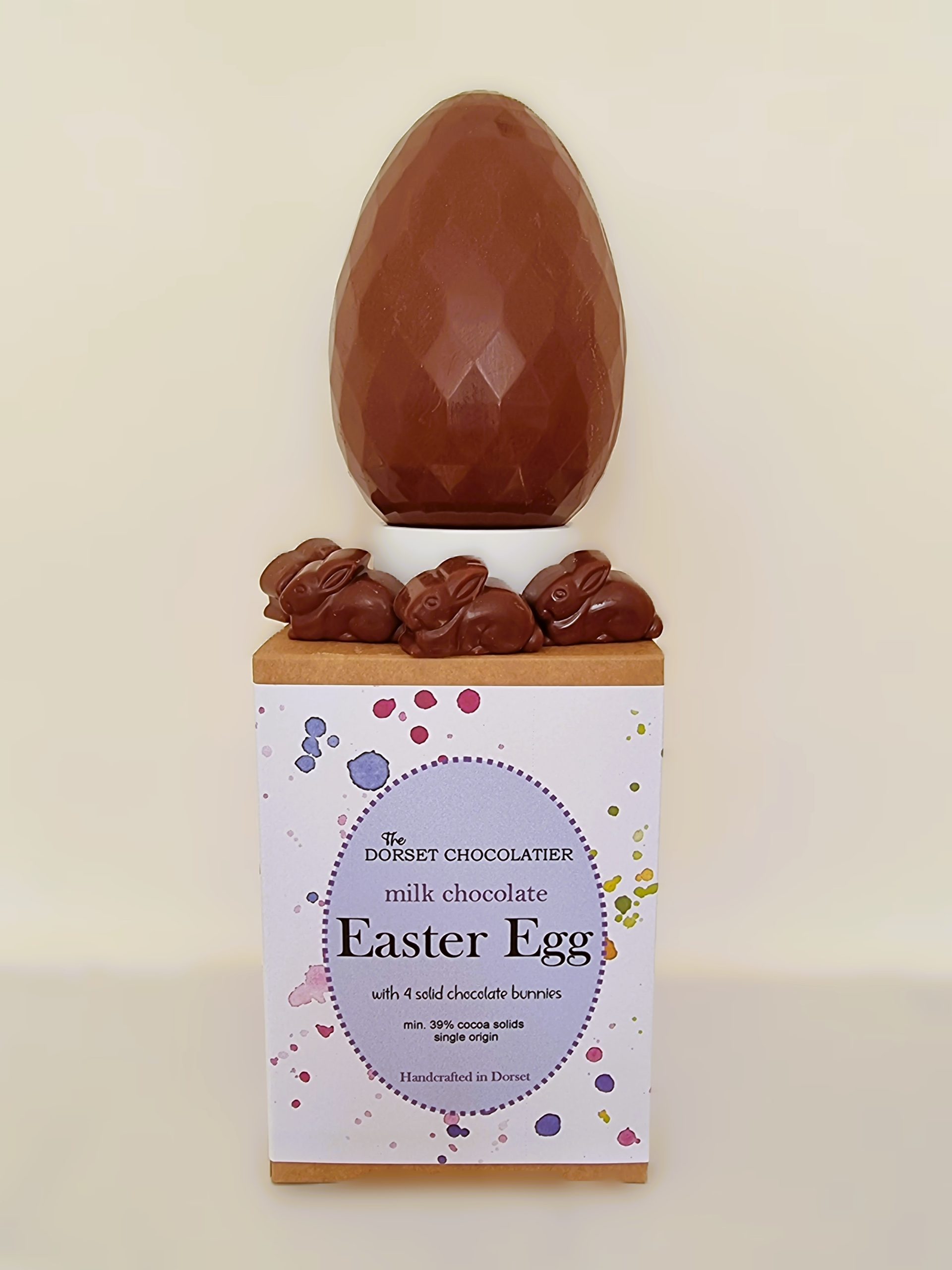 Milk chocolate easter egg with Jurassic salted caramel bon bons